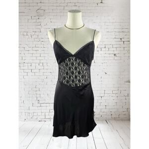 Free People Lace Satin Chemise Slip Dress | Black | Dainty Feminine Romantic | S